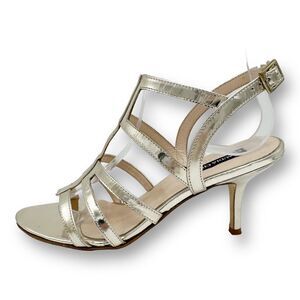 Claudia Ciuti Metallic Gold Strappy Evening Sandal 7.5 Narrow‎